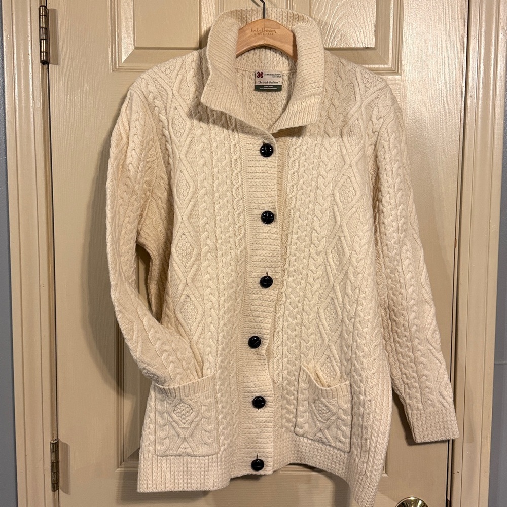 Traditional Irish Cable Knit Women's Button Up Sweater
